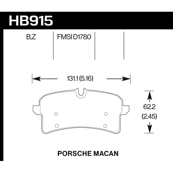Hawk 16-18 Porsche Macan HPS 5.0 Street Rear Brake Pads - HB915B.664 Fits select: 2015 ,2017-2018 PORSCHE MACAN TURBO
