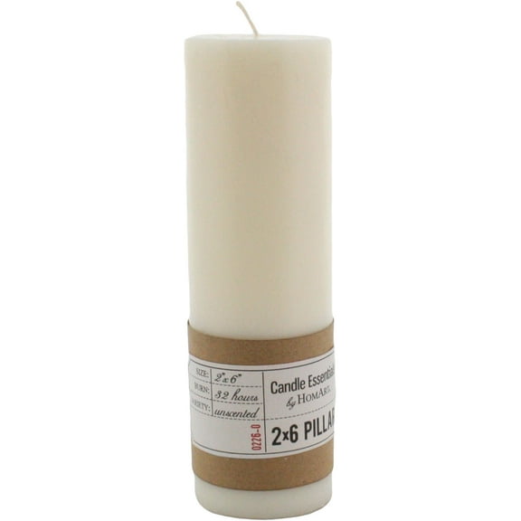 HomArt Pillar Paraffin Wax Candle, 2-Inch by 6-Inch, Ivory