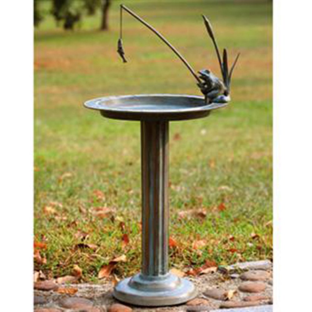 Fisherman Frog Sundial Bird Bath