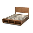 thumbnail image 4 of Baxton Studio Alba Modern Transitional Ash Walnut Brown Finished Wood Queen Size 4-Drawer Platform Storage Bed with Built-In Shelves, 4 of 5