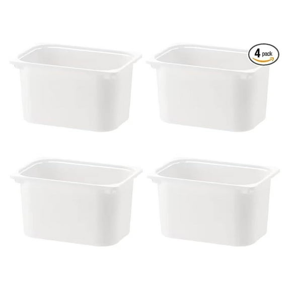 Set Of 4 TROFAST Children Storage Box White 16 ½x11 ¾x9 Stackable Plastic Bins Open Storage Boxes Medium (4x) Compatible With Trofast Frames and Lids, Made of Polypropelene