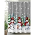 thumbnail image 2 of Fsddascl Grey White Snowman Christmas Shower Curtain Set - Small 36" x 72" Washable Bathtub Curtain with 12 Hooks, Xmas Tree Snowflake Winter Waterproof Fabric Stall Shower Curtains for Bathroom, 2 of 6
