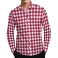 thumbnail image 3 of Txeol Men's Button Down Plaid Shirt Casual Long Sleeve Lapel Checkered Dress Shirts Regular Fit Work Tops,Red,XXXL, 3 of 9