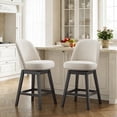 thumbnail image 2 of AFO 26" Upholstered Swivel Counter Height Bar Stools Set of 2, Modern Fabric Bar Chairs with Solid Wood Frame, Suitable for 35"-39" Table, For Kitchen Island Dining Room Pub Restaurant, Beige, 2 of 12