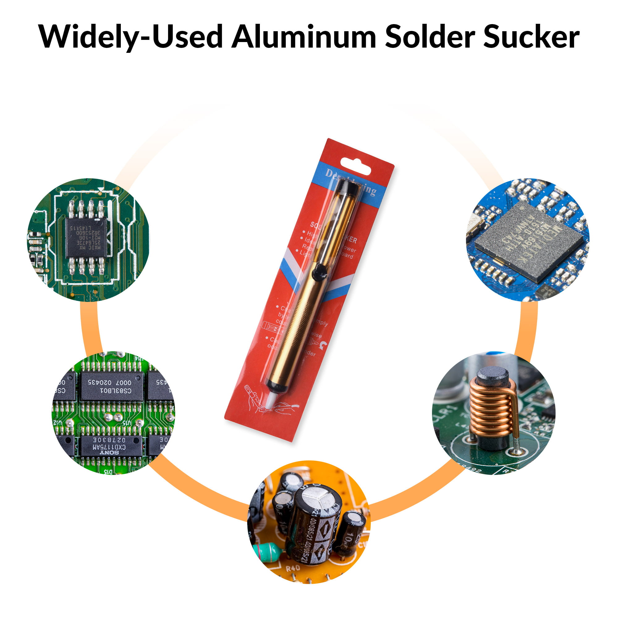 Professional Vacuum Desoldering Pump Body Soldering Solder Sucker Remover Gold 