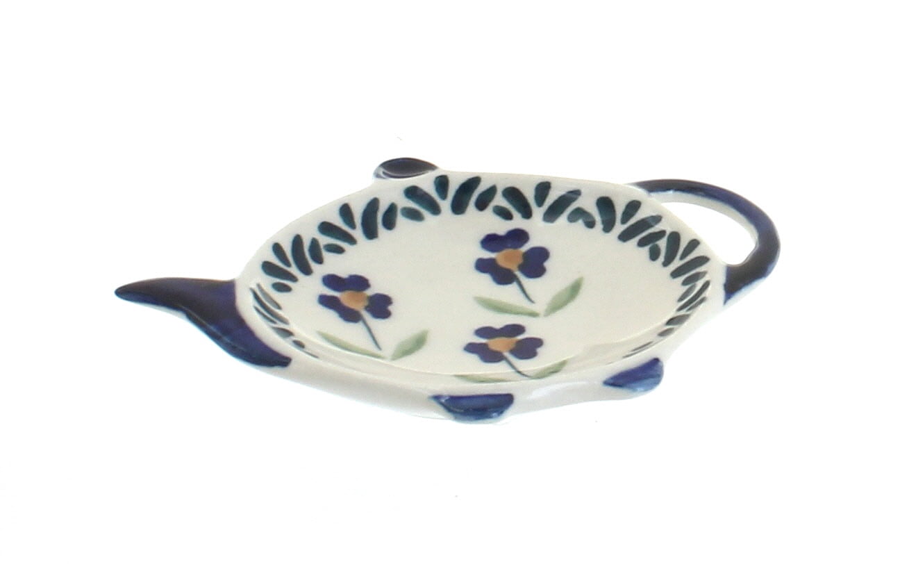 Polish Pottery Tulip Teabag Holder - Handmade Ceramic Spoon Rest, Microwave & Dishwasher Safe, 4.75" X 3" - View #4