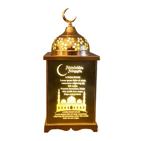 

OOKWE Led Eid Ramadan Wind Lantern Castle Mubarak Muslim Light Wrought Iron Lamp