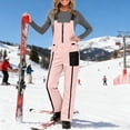 thumbnail image 2 of FRSASU Womens Ski Snow Bibs Pants Insulated Water Resistant Overalls Snowboarding Winter Waterproof Pants Women Pink, 2 of 9