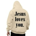 thumbnail image 2 of Jesus Loves You Hoodies for Men 2025 Christian Hooded Sweatshirt with Pockets Jesus Hoodie Pullover Hoody Mens Hoodies, 2 of 6
