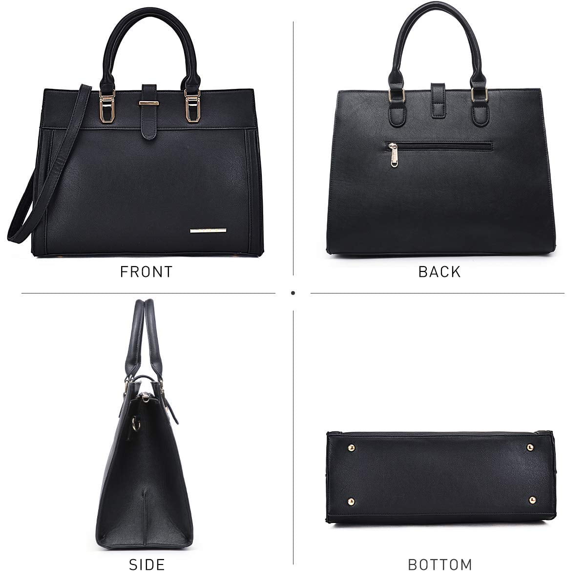 Women's Handbag Flap-over Belt Shoulder Bag Top Handle Tote Satchel Purse Work Bag w/Matching Wristlet