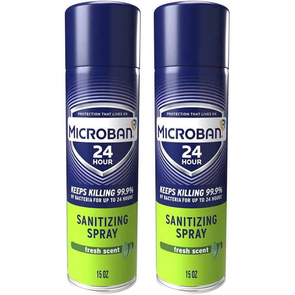 Sanitizing Spray, 15 oz., 2 Pack, Fresh Scent, Penetrates Soap Scum, Greasy Soils and Reduces Odors, Keeps Killing 99.9% of Bacteria on Hard, Non-Porous Surfaces in Home for up to 24 Hours