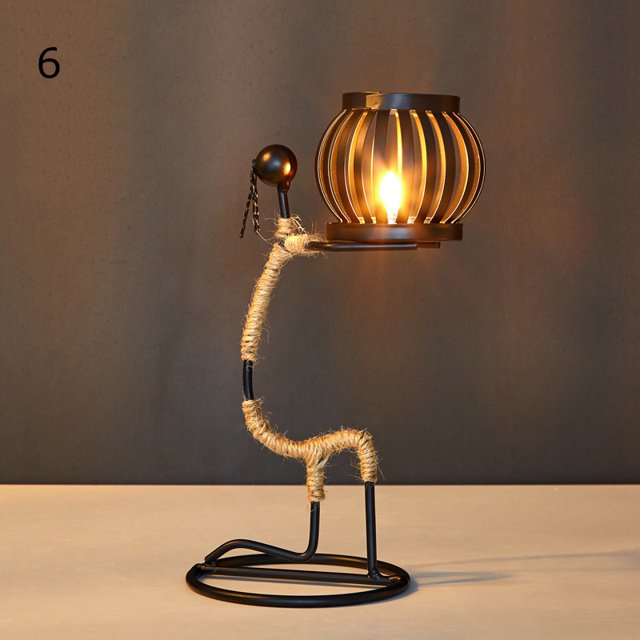 CAROOTU Metal Candle Holder Abstract Character Candlestick Decorative Handmade Candlestick Home Decor