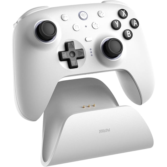 8BitDo Ultimate 2 Manette Bluetooth pour Switch/Switch 2 et PC Windows avec Joysticks TMR, Effet Hall Commutable/gâchettes Tactiles, Contrôle des Vibrations et des Mouvements (Blanc)