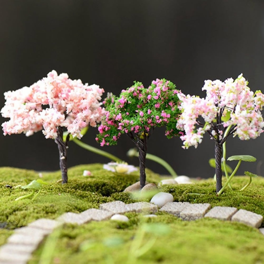 Mini Blossom Tree For Fairy Garden Dollhouse Bonsai Terrarium Craft Home Decor