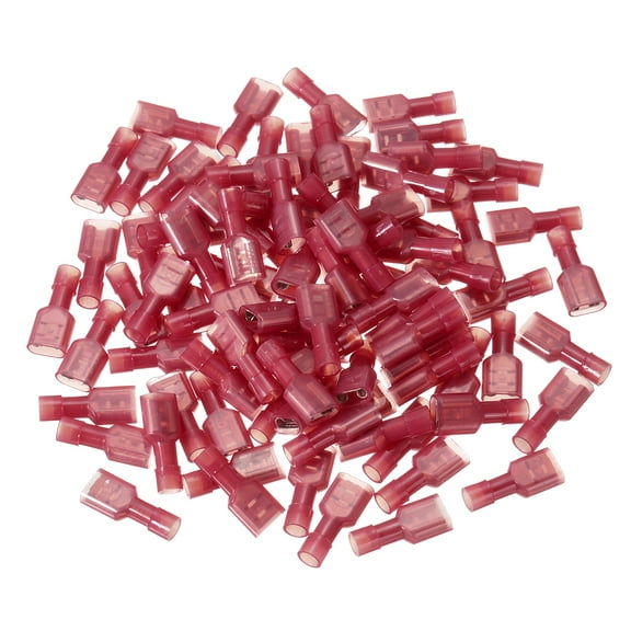 Uxcell 100PCS Female Spade Connector 22-16 AWG Nylon Quick Disconnect Red
