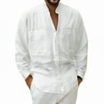 thumbnail image 1 of Men's Linen Long Sleeve Shirt Lightweight Solid Color Loose Fit Work Shirt For Spring And Summer, 1 of 3