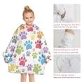 thumbnail image 6 of White Dog Paw Footprint Blanket Hoodies for Kids 6-13YR Oversize Wearable Blanket Hoodies for Boys Girls Teens, 6 of 7