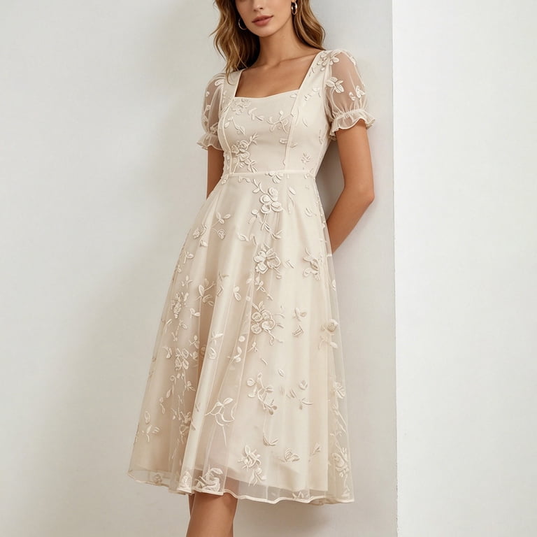 beige cocktail dresses plus size Plus Size Haltered Double Flare Dress