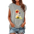 thumbnail image 1 of Gibobby Playera de Verano para Mujer Mujeres Cap manga verano Casual Tops cuello en V Color sólido Casual camisas blusa holgada(Gris,XL), 1 of 4