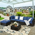 thumbnail image 1 of Costway 6PCS Outdoor Patio Rattan Furniture Set Cushioned Sectional Sofa Navy, 1 of 9