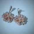 thumbnail image 3 of Elegant Rose Gold Plated 3D Flower Leaf Cubic Zirconia Women Dangle Drop Earring, 3 of 9