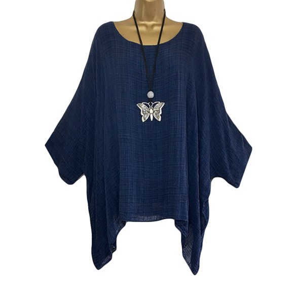 Hauts Décontractés à Manches Courtes pour Femmes Grande Taille Été Blouses Amples Tunique Manches 3/4 Chemises Amples Boho Kaftan Blouse Ample