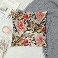 thumbnail image 2 of Floral Pillow Sham, Victorian Style Image of Rose Flowers with Leaves and Little Sparrow Birds, Decorative Standard Queen Size Printed Pillowcase Champagne Multicolor, 2 of 5