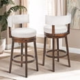 thumbnail image 6 of COLAMY 30" Swivel Bar Stool, 360° Bar Height Stool with Back, Beige Upholstered Modern Barstools for Kitchen Island & Home Bar, Sturdy Wood Frame, 300 lbs Capacity, 6 of 9