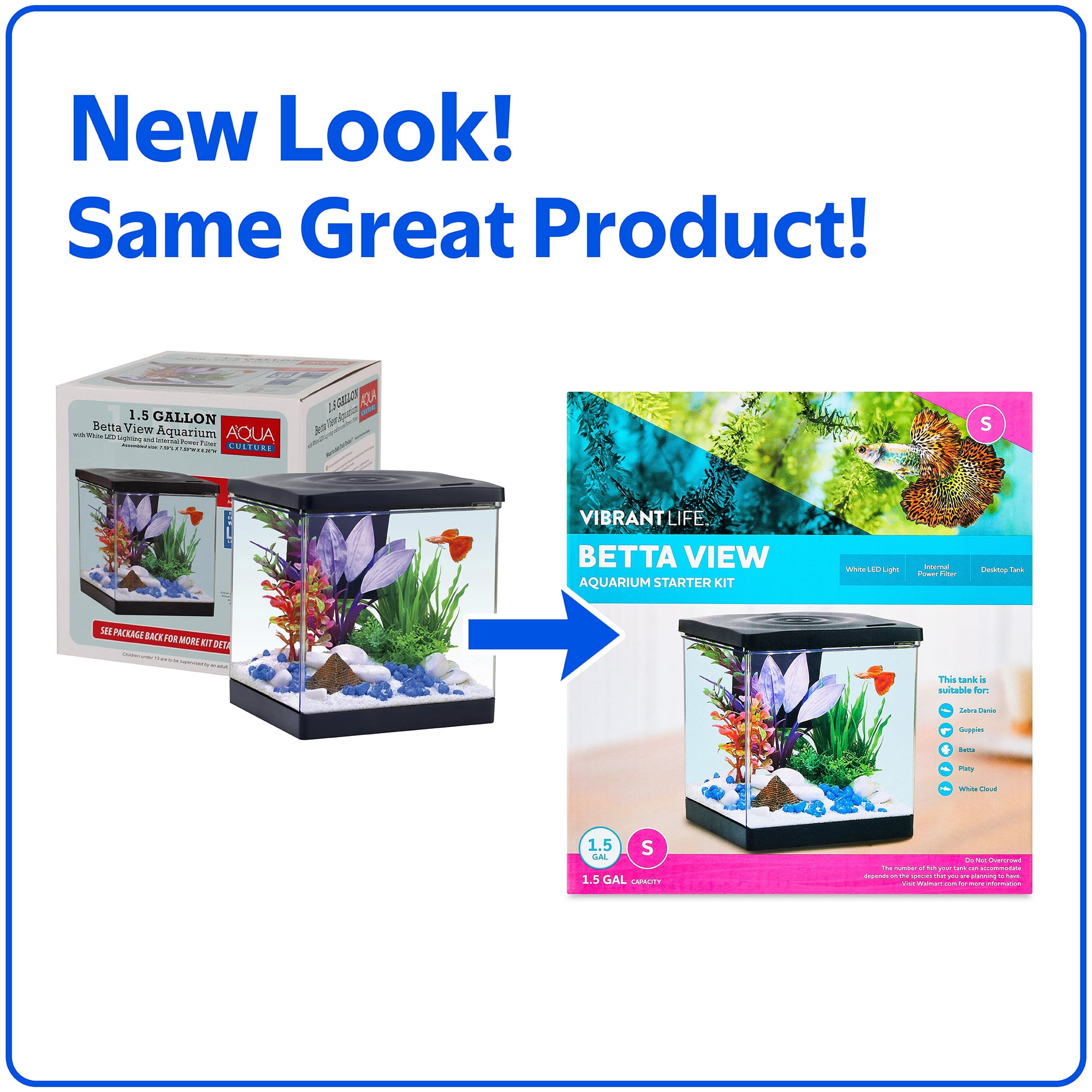 Vibrant Life Betta View Aquarium Starter Kit, Small, 1.5 Gallon