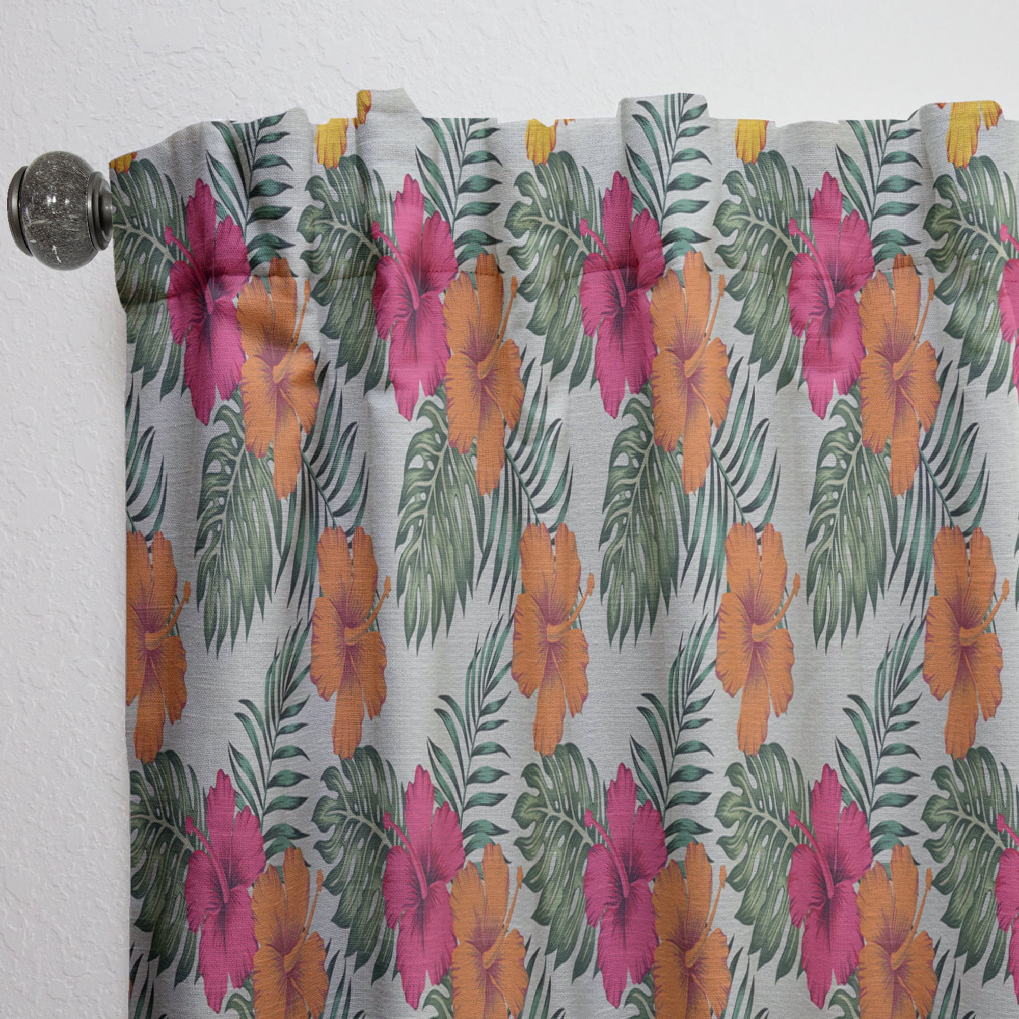 Designart 'Tropical Leaves Retro Pattern III' Mid-Century Modern Curtain Panel