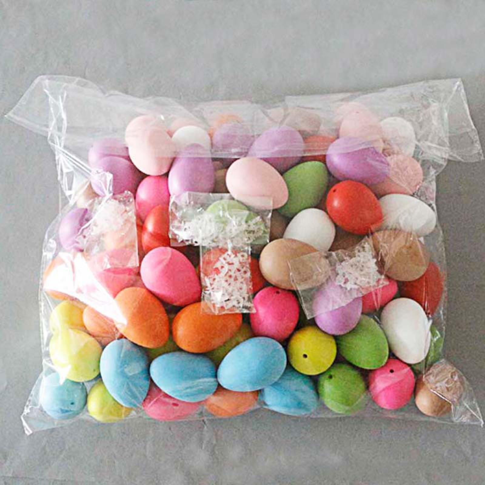 balikha 100Pcs Easter Eggs with Hanging Rings Photo Props Multicolored Eggs Sturdy Easter Tree Ornaments Party Decorations for Indoor