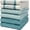 Aqua Striped, variant on Bumble Premium Dish Cloths 13"x13" (6 Pack) | 100% Natural Ring Spun Cotton | 400 GSM | Highly Absorbent & Soft |Yarn Dyed & Solid Dyed Terry Dish Cloth Set - Sage