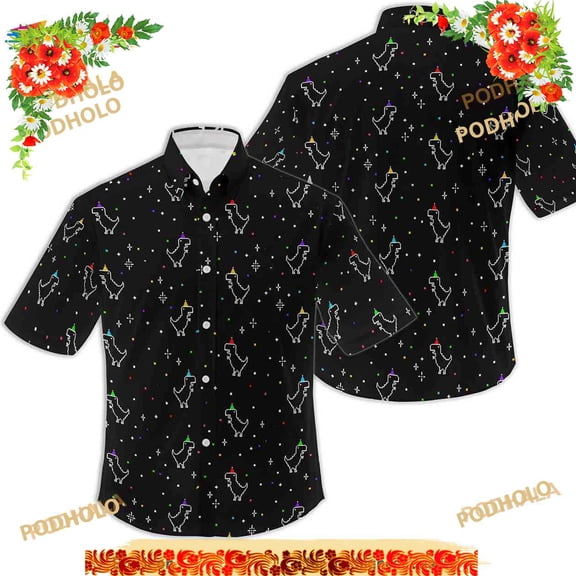 Party Dinosaur Novelty Button Up Down Funny Hawaiian Shirt