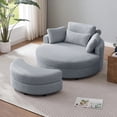 thumbnail image 5 of Aukfa 51"W Oversized Barrel Chair Accent Chair with Ottoman for Living Room Bedroom, Linen, Gray, 5 of 9