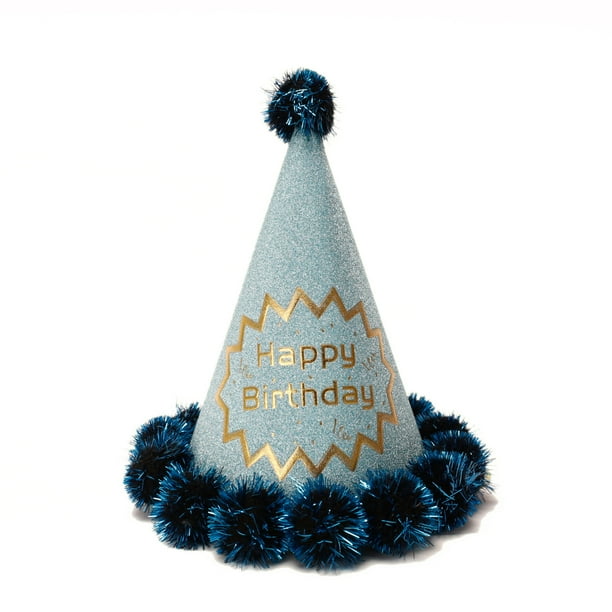 Gorro triangular de alambre dorado de 20 cm para decoración de tartas de fiesta de adultos y niños, gorro de cumpleaños de bronce perlado
