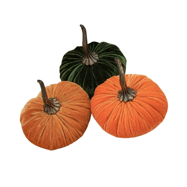 3 calabazas de Acción de Gracias, calabazas de terciopelo, calabazas artificiales decorativas rústicas, calabazas de para fiestas, bodas en Estilo C