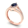 thumbnail image 2 of 1.2ct Marquise Cut Blue Sapphire 18k Pink Rose Gold Engraving Statement Bridal Wedding Halo Designer Ring Size 3.5, 2 of 5