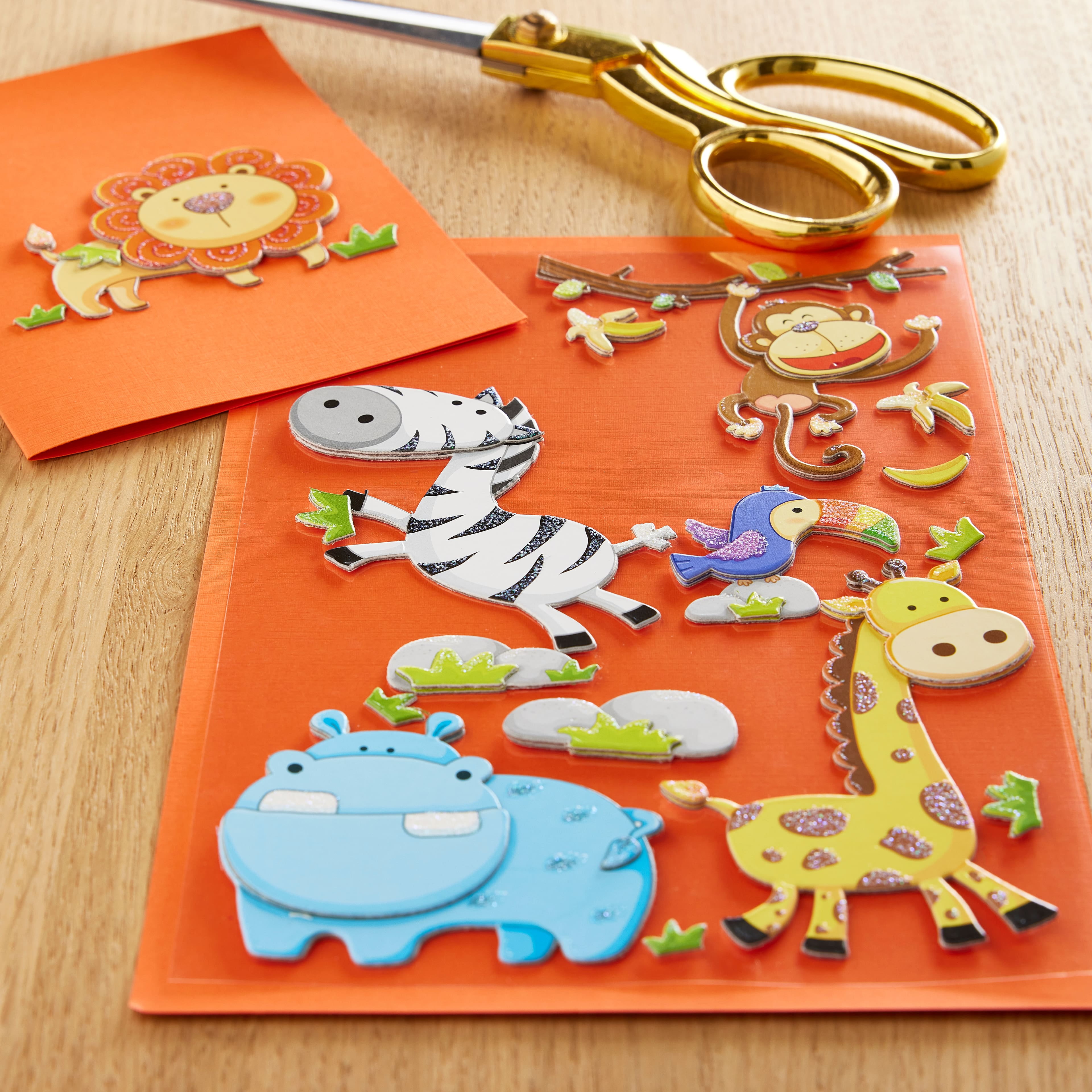 Recollections Chipboard Zoo Animal Stickers, 12 Pack