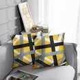 thumbnail image 4 of Set of 2 Throw Pillow Cover Yellow Black Stripes Grey White Design Retro Decorative Pillow Case Striped Home Decor Square 20x20 Inch Cushion Pillowcase, 4 of 6