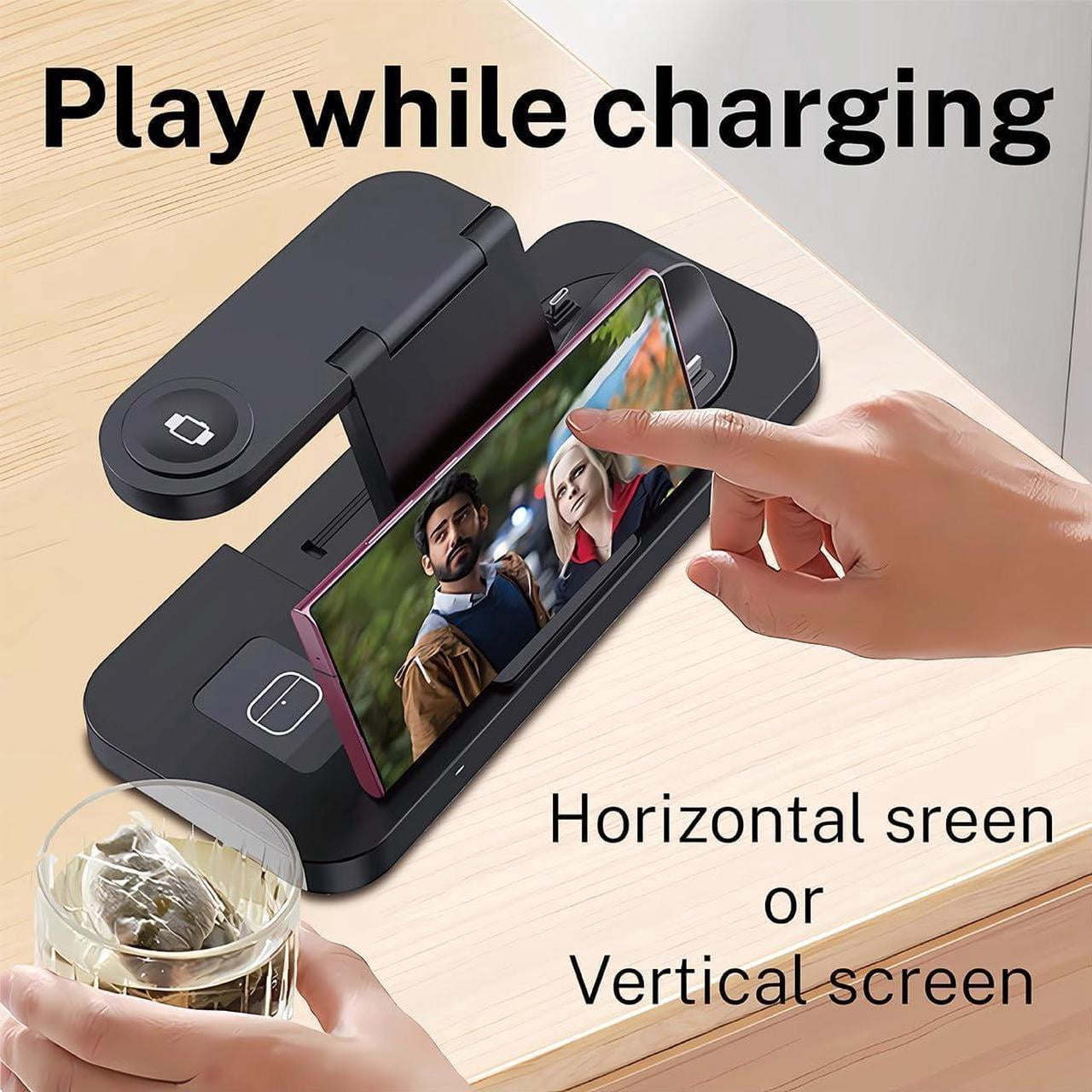 6-in-1 Fast Wireless Charging Station for iPhone 16/15/14/13 Series, Apple Watch Ultra/9/8/7/6/5/4/3/2/1, AirPods Pro/1/2,18W Qi-Certified Wireless Charger with QC 3.0 Adapter