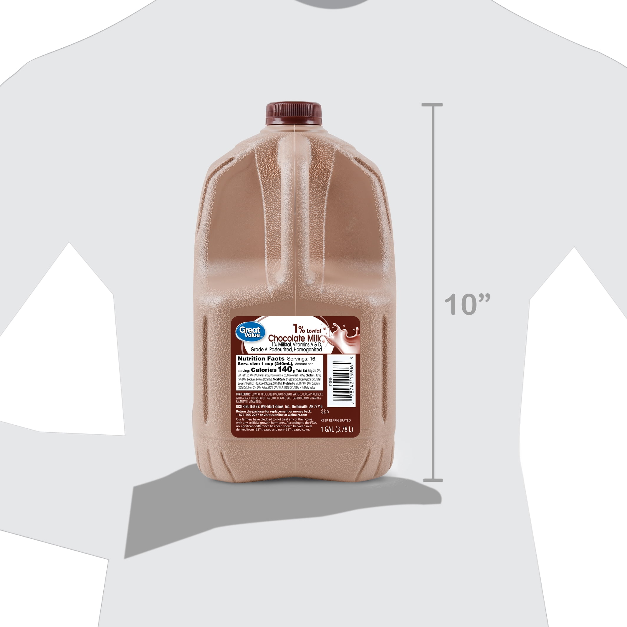 Buy Great Value 1 Low Fat Chocolate Milk, Gallon, 128 fl oz Online at