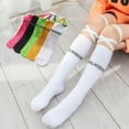 thumbnail image 5 of Godderr 3 Pairs Kids Girls Cotton Socks Knee High Sports for Toddler Soft Socks Half Socks Autumn Letter Socks for 3-12Y, 5 of 5