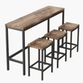 thumbnail image 2 of Modern High Top Table Set for 3, Rectangle Kitchen Dining Table Set Metal Frame, Small Space Counter Height Pub Bistro Set with 1 Table & 3 Stools, Natural, 2 of 8