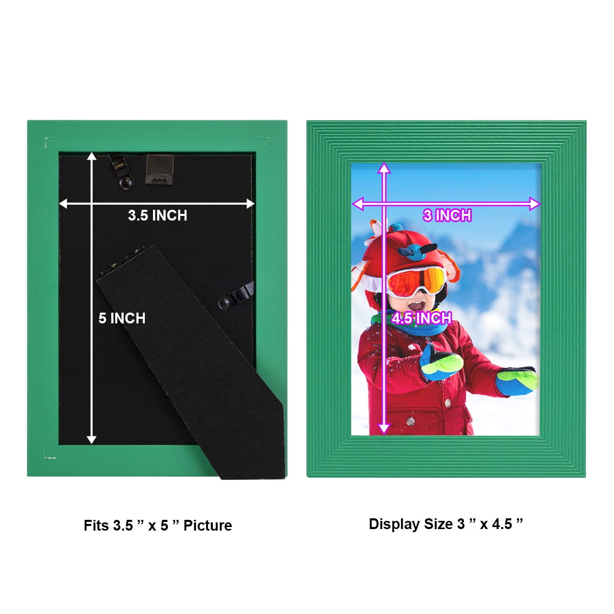 Grooved 3.5 in. x 5 in. Green Picture Frame Set (Set of 4)