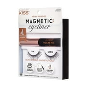 KISS Magnetic False Eyelashes, Strip Lashes, Lure, Black, 12mm, 1 Pair