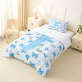 thumbnail image 2 of Castle Fairy Blue Bow Letter J Twin Comforter Sets 3-Piece for Girls,Cute Floral Initial Bedding Set, 2 of 6