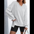 thumbnail image 4 of Sudaderas Oversize para Mujer, Camisetas de Larga con Cuello en V, Jersey Holgado, Atuendo de Otoño 2025. Gris M, 4 of 8