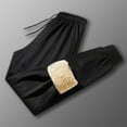 thumbnail image 4 of comerut Winter Men Pants Thick Fleece Drawstring Elastic Waist Heat Retention Pockets Solid Color Warm Sport Travel Work Trousers, 4 of 7