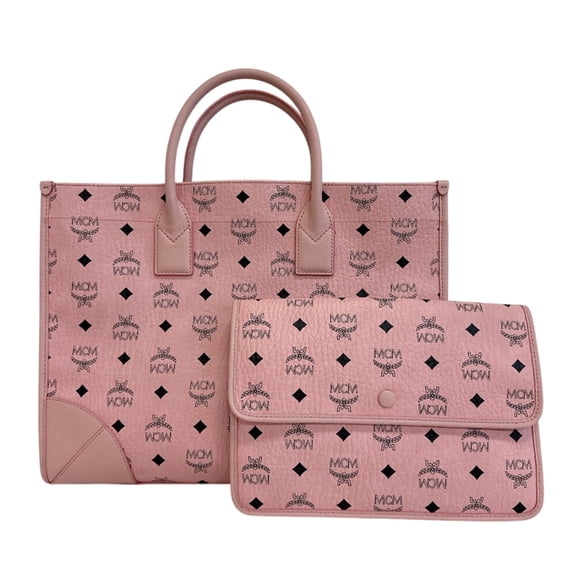 Pre-Owned MCM Monogram Tote Bag Shoulder Pink