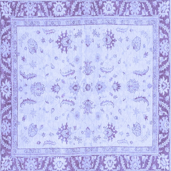 Ahgly Company Indoor Square Oriental Blue Modern Area Rugs, 3' Square
